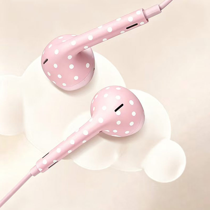 귀여운 물방울무늬 Type-C 유선 이어폰, 마이크 내 - Wired Earphone Mic 리뷰 및 가격